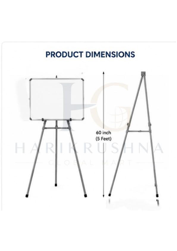 Image of Premium 5 Feet Heavy Duty Folding Easel Stand for White Board, Black Board, Notice Board & Sun Board | Adjustable Display Stand for Presentation, Office, Advertisement | White Board Not Included | Grey