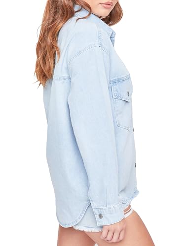 YMI Women's Junior Oversized Denim Shacket3