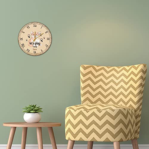 Horloge murale rustique corgi en bois de qualité avec quartz