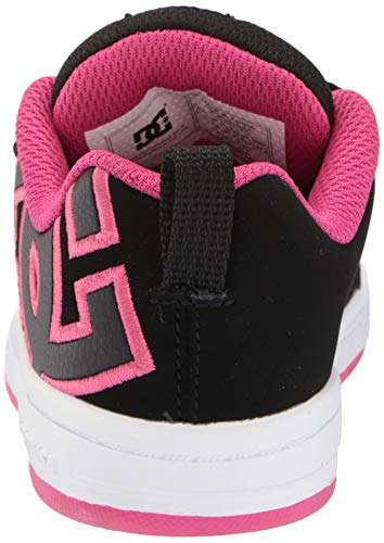 DC girls Court Graffik Skate Shoe, Black/Pink Stencil, 11 Little Kid US3