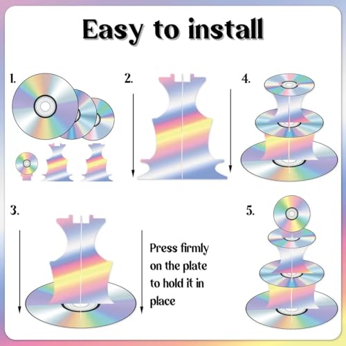 Image of Zliisang 90s CD Cupcake Stand 3-Tier Y2K 2000s Theme Cake Stand Dessert Display Tower Holder Table Centerpiece 90s Birthday Party Decoration Favor Supplies