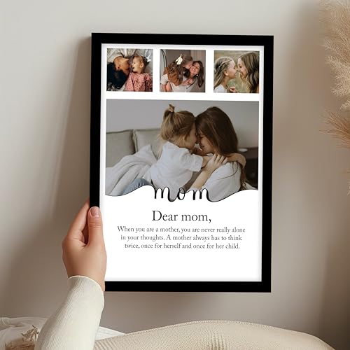 Image of Customized Best Gift For your Mother with 4 Photo Collage print & Customizable Text for Mother, Dad Gifts Photo Frame With Photo Upload, Birthday, Anniversary, Couple, Sister, Parents (8.9x12.8 Inch)