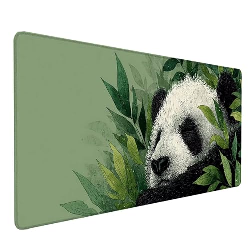 Tapis de souris XXL panda vert pour un espace gaming et bureau zen