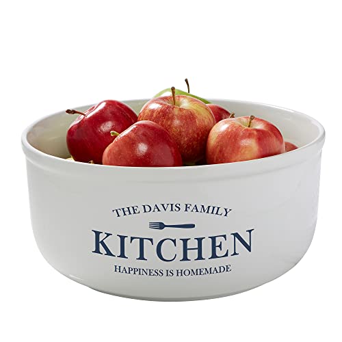 Personalization Universe Family Market Personalized Large Serving Bowl - Durable Ceramic, 5 Quarts, Perfect for Fruit, Veggies, Snacks - Ideal Wedding Gifts, Serving Bowls, Dishwasher Safe