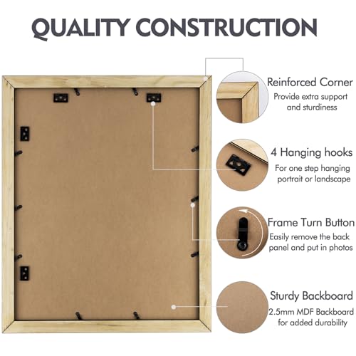 Image of Golden State Art, 16x20 Wooden Picture Frame with Tempered Glass and 1.25'' Wide (Black), Set of 4
