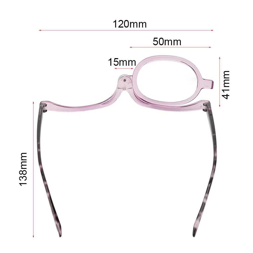 Occhiale Monolente per il Trucco Occhiali da Trucco Rotanti e Pieghevoli Occhiali per Truccarsi Donna Occhiali da Lettura per Trucco Occhiali per il Make Up con Lente Reversibile,+2.50
