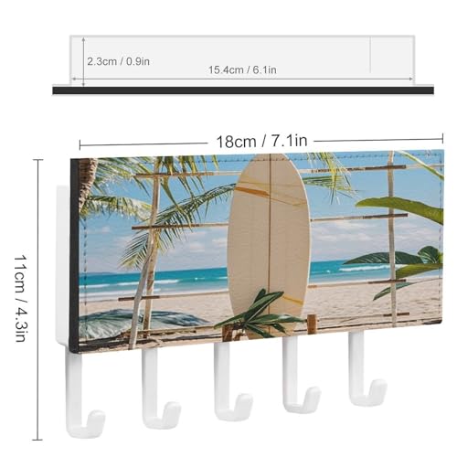 Soporte de pared para tabla de surf en madera que soluciona la pérdida de llaves 3