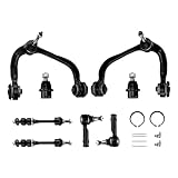 KAX Front Upper Control Arms w/Ball Joints + Sway Bars + Outer Tie Rods Replacement for 2005-2008 F 150 Mark LT -8Pcs