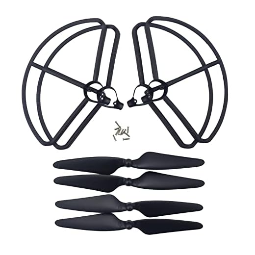 4PCS Propeller + 4PCS Schutzhülle für Hubsan H501S H501A H501C H501M H501S pro H501S W Luftaufnahmen Quadcopter RC Drohne Ersatzteile (Schwarz)