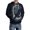 HaniLav Hoodies for Men Women Novelty 3D Graphic Pullover Sweatshirt Hoodie Cool Funny Galaxy Hoody with Pocket S-6XL, Moon Raven, 3XL #1