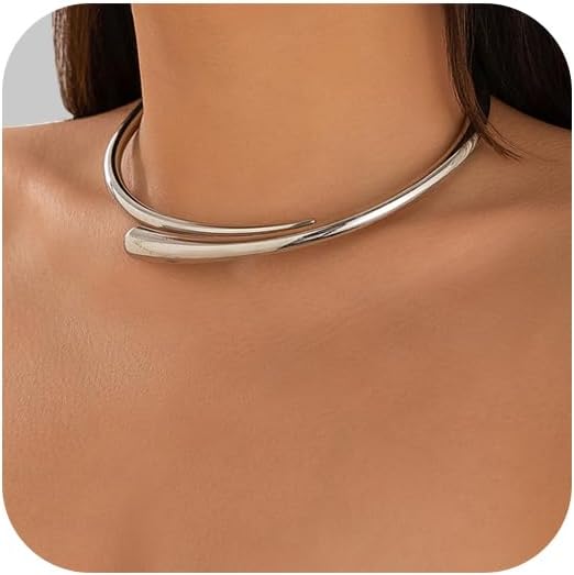 Simple Metal Collar Necklace Round Open Cuff Necklace Summer Clavicle Chain Jewelry Festival Statement Collar Choker Necklace for Women
