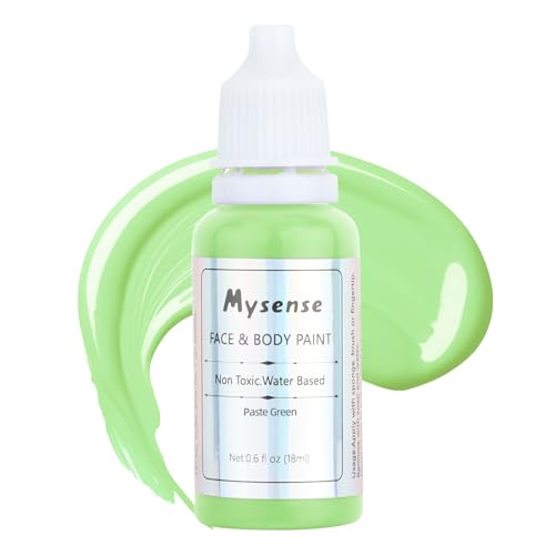 Mysense Pastel Green Face Body Paint,Water Based Washable Face Paint,Non-toxic Cream Body Paint for Adults and Children,Green Facepaint Foundation for Halloween SFX Cosplay Makeup,0.6oz