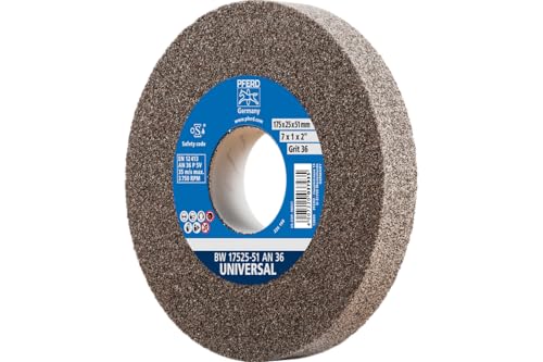 Image of PFERD 39009710 Sanding Disc 175 x 25 x 51 mm Universal Grain Size 36 Normal Corundum – Universal Sanding Disc with Integrated Reducing Sleeve (32 mm)