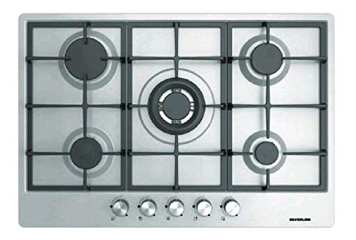 Piano Cottura Da 75 Cm A Gas, N° 5 Fuochi, 1 Bruciatore Wok, Inox