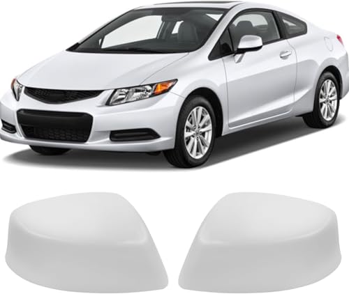 Moonlinks Compatible with 2012-2015 Honda Civic Side Mirror Cover Replacement,White LH & RH Side Door Rearview Mirror Cap for 9th Gen Civic