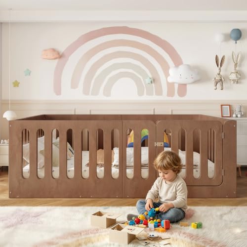 Image of Bellemave Full Montessori Floor Bed Frame,Brown
