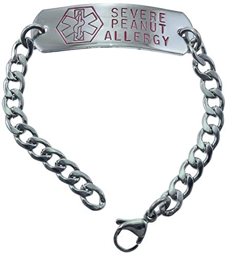 Custom Severe Peanut Allergy Childrens Med Alert Bracelet. Small 6