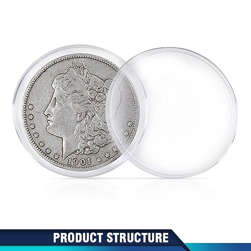 50 cápsulas transparentes para monedas, con caja miniatura 6