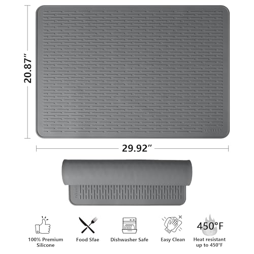 Image of YUHFERA Stove Top Cover for Electric Stove - Silicone Stove Mat for Glass Top, Glass Cooktop Protector, XL Dish Drying Mats for Kitchen,Oven Covers for Electric Stove (Gray,30 x 21)