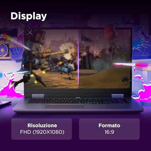 LOQ Gaming Notebook 17.3" FHD (1920x1080) 165Hz, Intel Core i7-13700HX, RAM 16GB, 1TB SSD, NVIDIA GeForce RTX 5060 8GB GDDR7, Windows 11, Tastiera Retroilluminata - Luna Grey - Notebook - Immagine 5