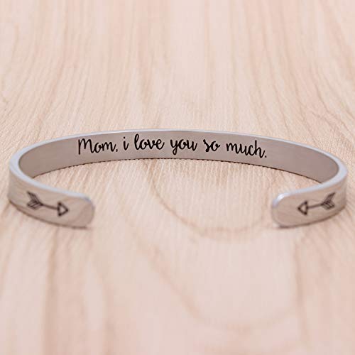 Btysun Mothers Day Gifts for Mom from Daughter Mom Bracelets for Women I Love You Engraved Stainless Steel Bonus Mother Step Birthday Anniversary Retirement Jewelry