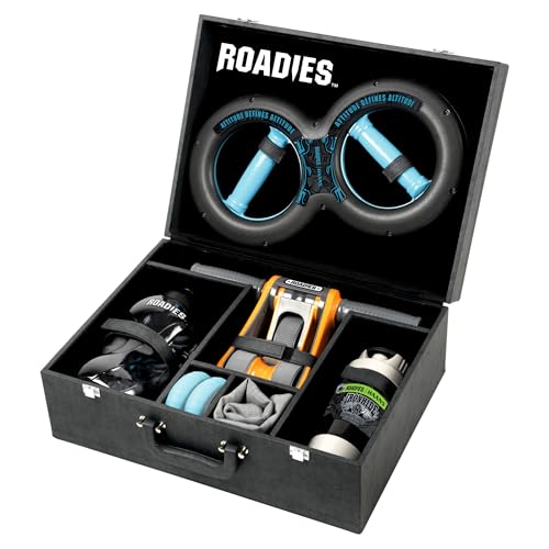 ROADIES Fitness in a Box for Men and Women |kit Includes AB Roller, Arms Muscle Machine, Steel Shaker Bottle, Stealth Gallon Bottle, Forearm Strengthener Rings, Towel (Set of 6)