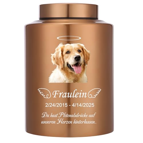 Urnen für Hunde Katzen Asche mit Name und Foto als personalisierte Pet Memorial Andenken Urne für Verlust von Hundekatzen (Engel)