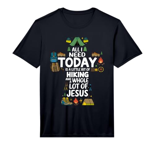 Mens Hiking Jesus Christ Religion Christian Hiker Christianity Performance T-Shirt