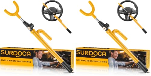 Trava Antifurto para Volante SURDOCA com Chave, Aço-Liga, Amarela, Modelo FS2024, Pacote com 2