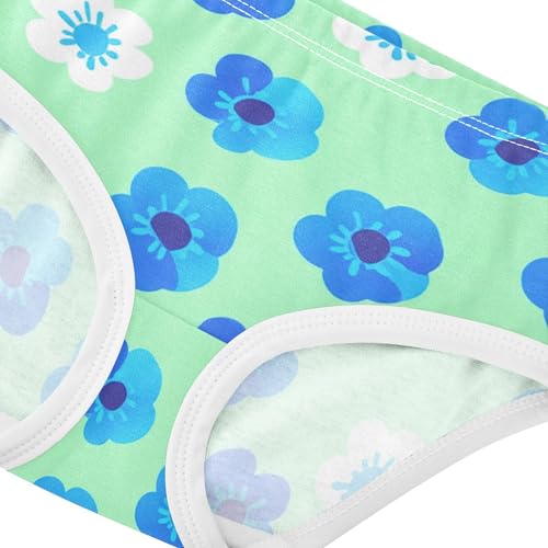 Toddler Girls Underwear 2t Cotton Cute Panties Girl Durable Briefs Girls Undies Flowers Blue Green Petals4