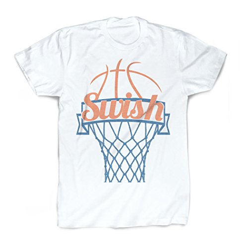 ChalkTalkSPORTS Swish T-Shirt | Vintage Faded Basketball T-Shirt | Youth X-Large White