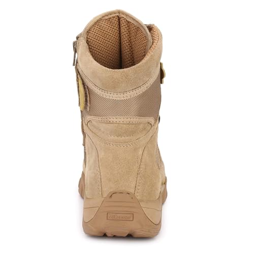 Image of Mikaasa 8.0 Side Zip Military and Tactical Boots - 8 Inches Combat Boots, Lightweight Comfortable Shoes, Durable and Breathable Desert, Motorbike Boot