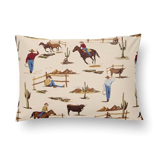 Sweet Jojo Designs Tan Brown Western Cowboy Boy Toddler Pillow with Pillowcase 13 x 18 in. Small Airplane Travel Essentials Must Haves Sleeping Pets Kids Bed Wild West Country South Horse Cow Animal