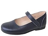  ennellemoo® Mädchen-Kinder-Festliche geschlossene Ballerinas-Spangenschuhe-Echt Leder-Schuhe-Klettverschluss. (32 EU, Nachtblau/Blau)