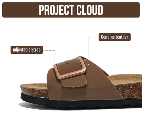 Image of Project Cloud 100% Genuine Leather Sandals Women Dressy Beach Essentials Slides for Women Footwear - Lightweight with Memory Foam Insole Sandals for Women 2026 - Womens Slides