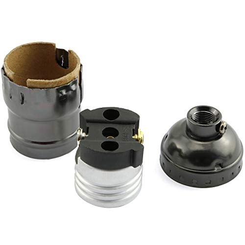 Dzs Elec 2Pcs E26 /E27 Metal Shell Light Sockets Black Lamp Base Lighting Accessories Light Bulb Holder Edison Vintage Lights #TOP4