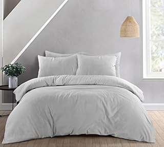 Adam Home Duvet Cover Set Double Soft Microfiber Duvet Cover With 2 Pillow Cases Ultra Soft Bed Quilt Cover (Grey) 200x200cm
