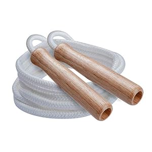 Champion Sports SR Series Classic Nylon Jump Rope with Wood Handles – Multiple Lengths