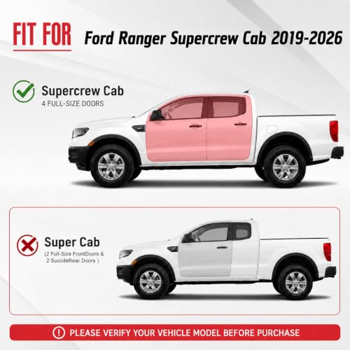 Image of Running Boards Side Steps Fit for Ford Ranger SuperCrew Cab 2019-2026