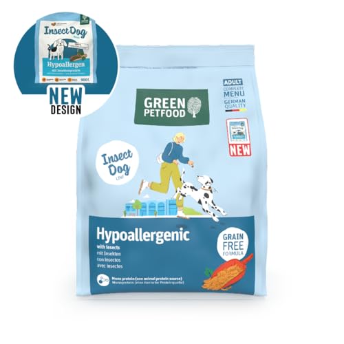 Green Petfood InsectDog Hypoallergen mit Insekten (3 x 3 kg) | Adult | Premium Trockenfutter für ausgewachsene allergische Hunde | getreidefrei | nachhaliges Hundefutter | German Quality | 3er Pack