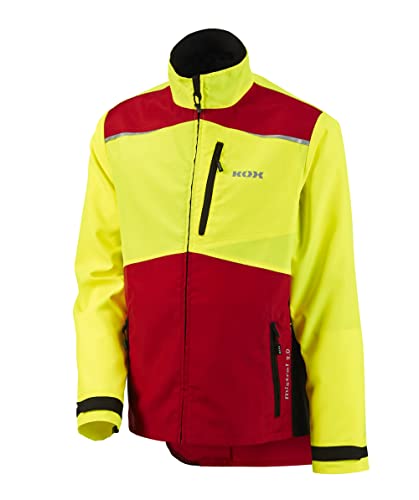 KOX Forstjacke Mistral 3.0 Rot/Gelb Größe L | KWF-Standard | Nicht wasserbeständig | Atmungsaktiv