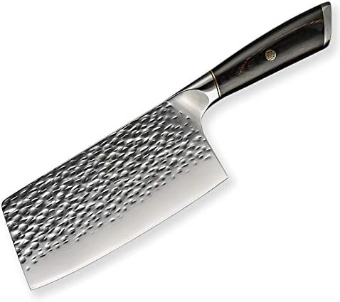 MAYiT Meat Cleaver Knife, Handmade Forged Cleaver Butcher Knife 7 Inch Full Tang Chef Knife 7CR17 440C Stainless Steel Chinese Chopper Meat Knives