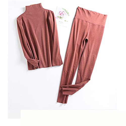 Rlzcff Plus Size Women Winter Turtleneck Thermal Underwear Set Warm Velvet Long Sleeve Top Pajamas Pants (Color : C, Size : 4Xlcode) #TOP18