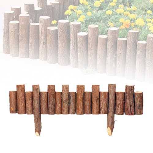 Gartenzaun aus Holz, 90 cm, rustikale Palisade und Umrandung für Blumenbeete, Massivholz, einfach zu installieren, ideal für Landschaftsbau und Dekoration (Holzfarbe A, 20 x 90 cm)