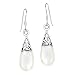 Filigree Swirl Teardrop Mother of Pearl Inlay .925 Sterling Silver Dangle Earrings