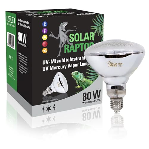 SOLAR RAPTOR UV Mischlichtstrahler 80W Metalldampflampe für Terrarien, Terrarienstrahler mit UV-A und UV-B Strahlung…