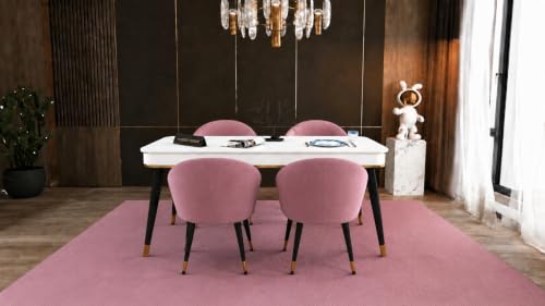 Image of WOODEN SPACE Majestic 4 Seater Wooden Dining Table Set | Urban Marble Top Dining Table with Chairs for Dining Room & Kitchen (Modern Classic Pink) (54 x 36 x 30 inch)