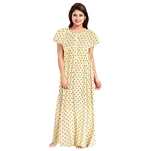 Image of YUKATA Nighty for Women Cotton Printed Maxi Gown Ankle Length Nighty Night Dress Gown for Women Maxi - Free Size (Pack of 2)