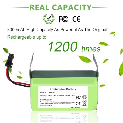 Image of JYJZPB 14.4V 3000mAh Replacement Battery for Eufy RoboVac 11 11S 30 15C 25C 35C G10 G30 Edge, G30 Verge, G32Pro G40 and Ecovacs Deebot N79, N79S, DN622, 500