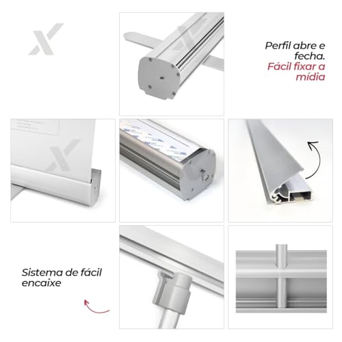 Porta Banner Roll-up Suporte Banner Estrutura 80x200cm Bolsa para Transporte